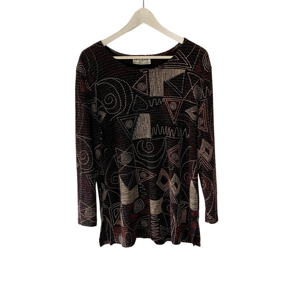 Vintage Black and White Geometric Blouse